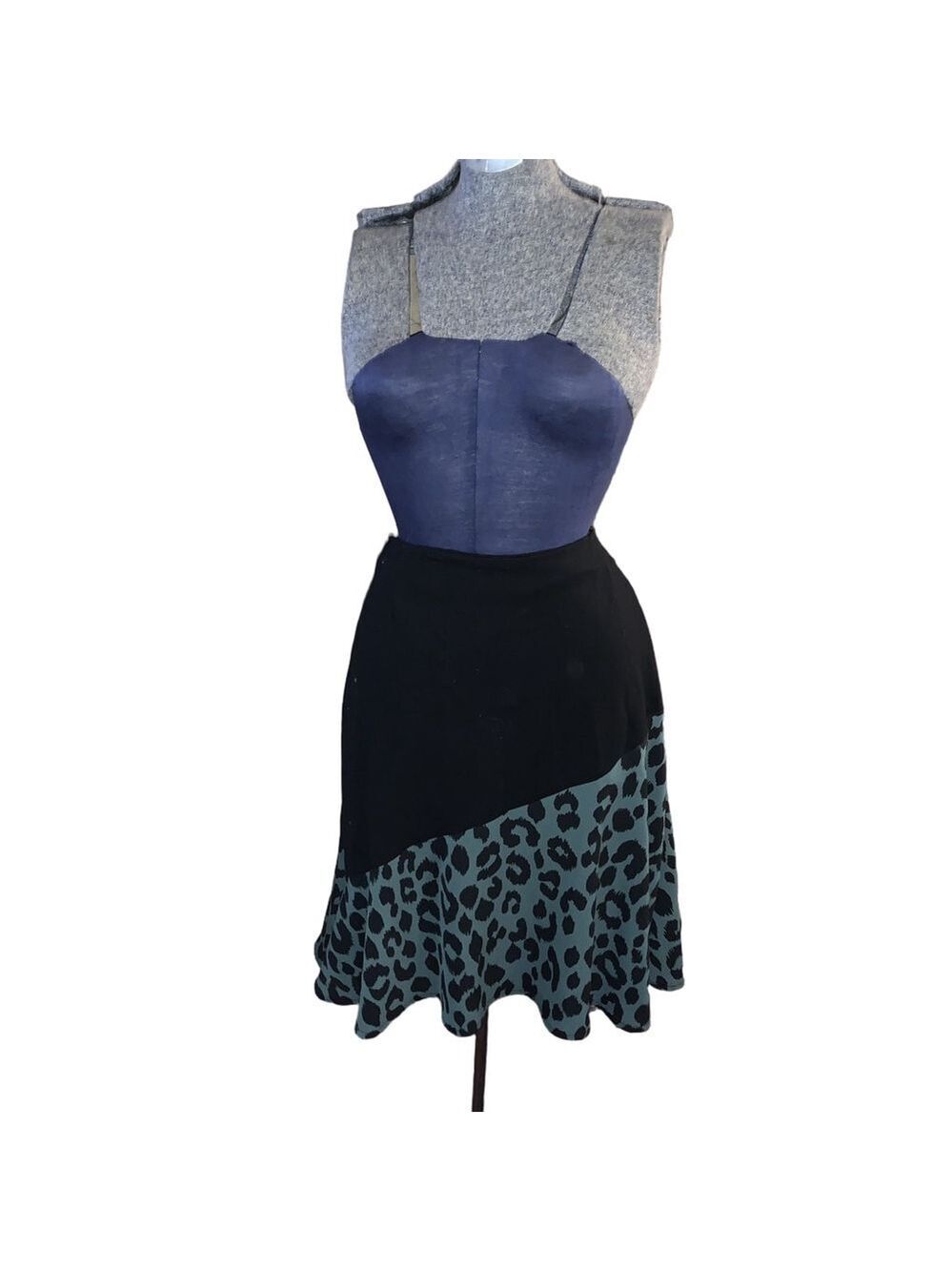 Women's Paul Brial Skirt Size M Black and Green Leopard Print